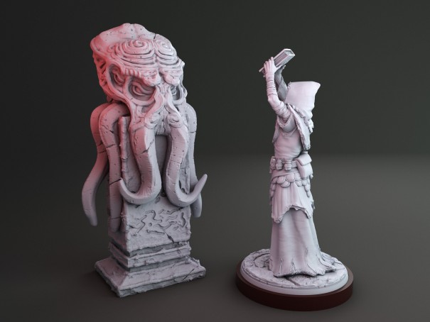 Cthulhu totem and Cultist miniature