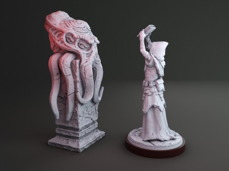 Cthulhu totem and Cultist miniature