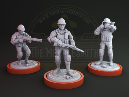 Miniatura de aliado Unmatched InGen Trabajadores para Muldoon Jurassic Park - InGen Vs Raptors (pack de 3 unidades)