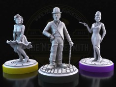 Charlie Chaplin, Marilyn Monroe & Audrey Hepburn Miniature Set