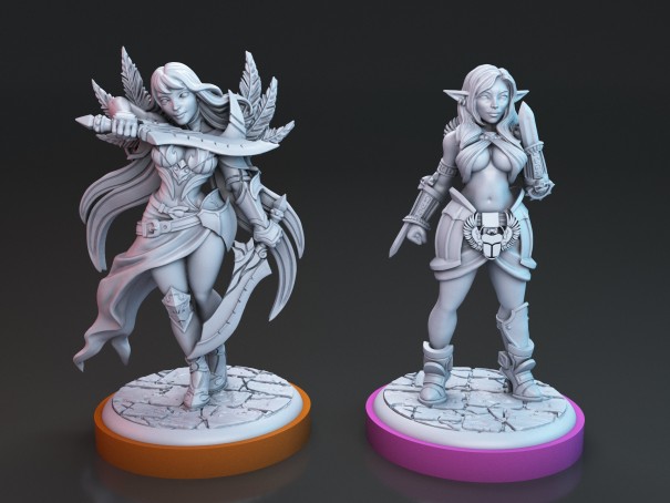 Valeen and Itaka The Elven Rogues miniatures