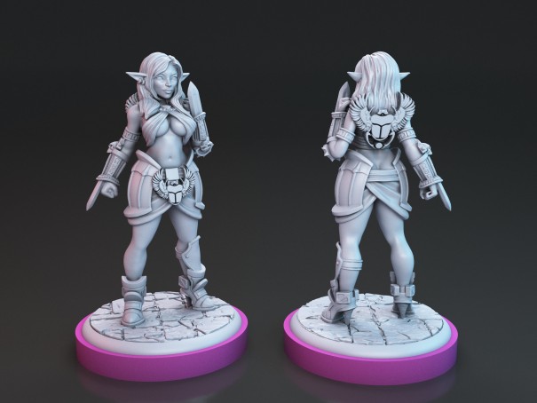 Miniaturas de Valeen e Itaka, los Pícaros Elfos