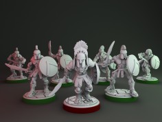 Soldados espartanos con espadas (pack de 7 miniaturas)