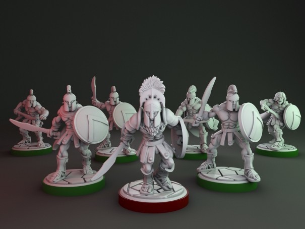 Spartan soldiers with swords (pack of 7 minis)