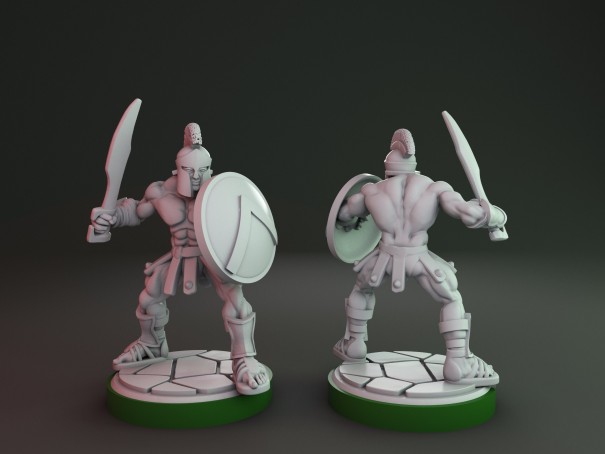Soldados espartanos con espadas (pack de 7 miniaturas)