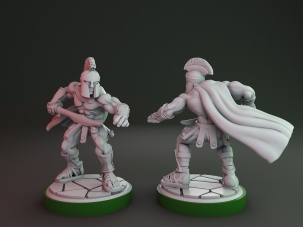 Soldados espartanos con espadas (pack de 7 miniaturas)