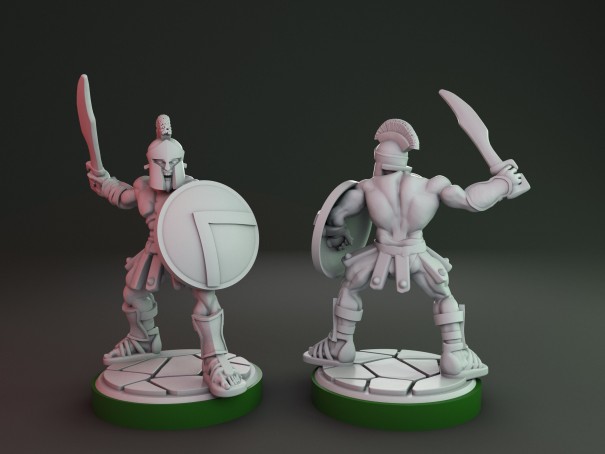 Soldados espartanos con espadas (pack de 7 miniaturas)