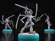Bladed Tempest – Six-Armed Warrior Miniature