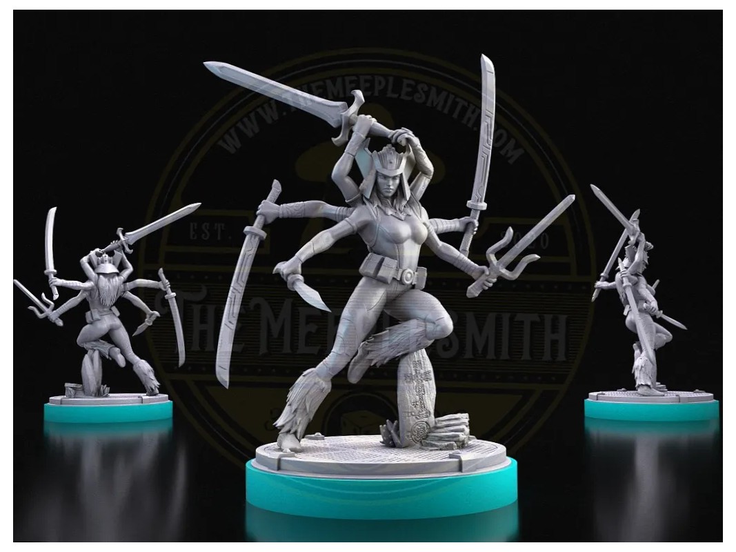 Bladed Tempest – Six-Armed Warrior Miniature