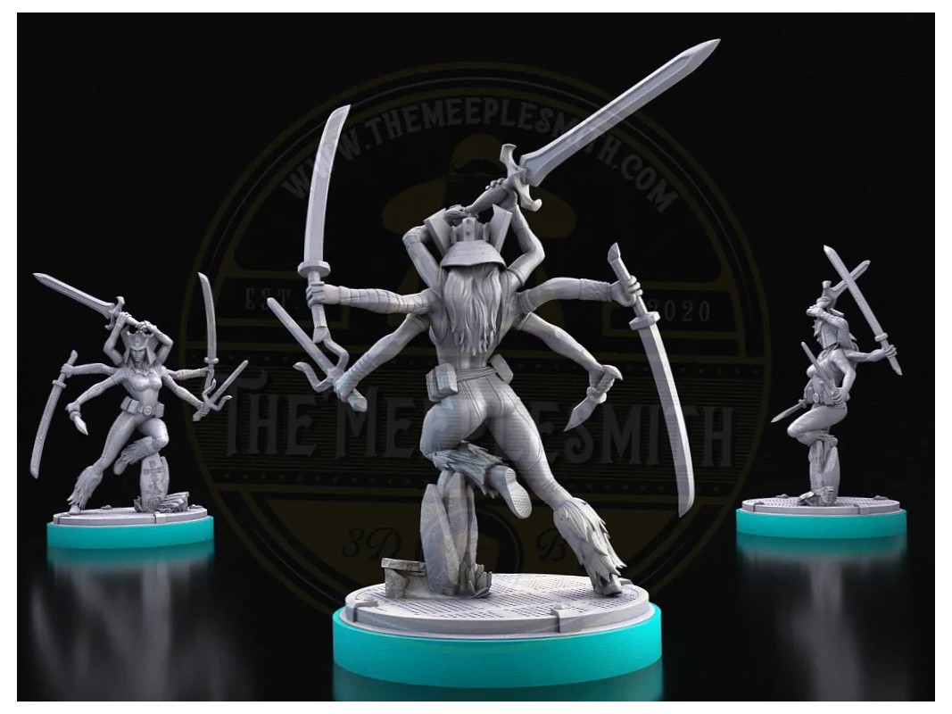 Bladed Tempest – Six-Armed Warrior Miniature