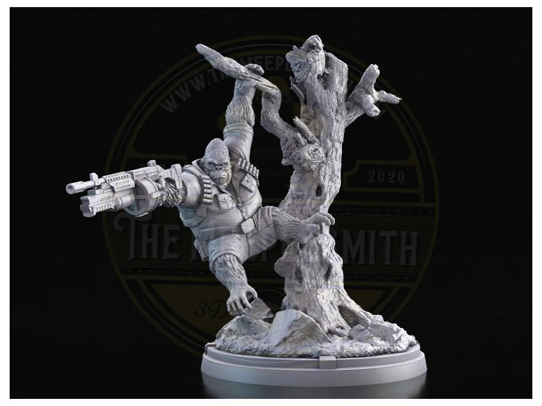 Jungle Enforcer – Armed Gorilla Warrior Miniature