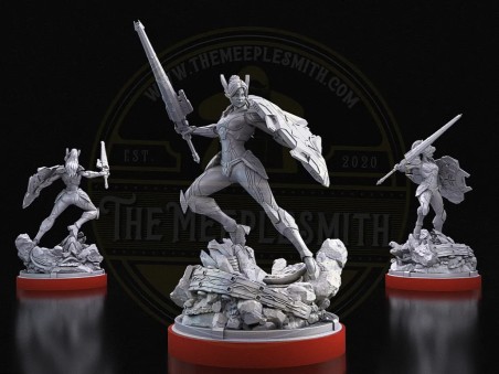 Centinela de la Libertad – Miniatura de Guerrera Futurista con Escudo