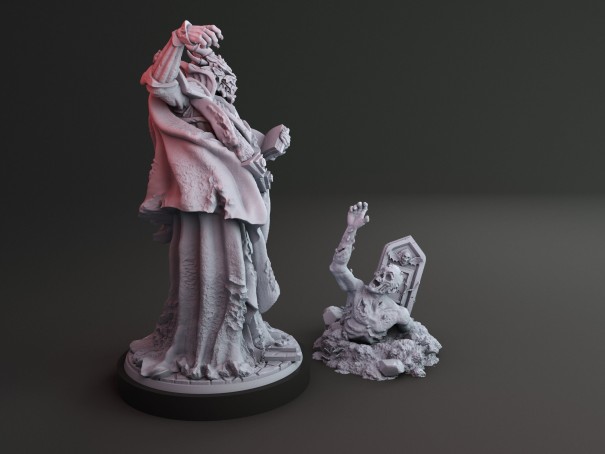 Nigromante Dracónico y miniatura de zombi