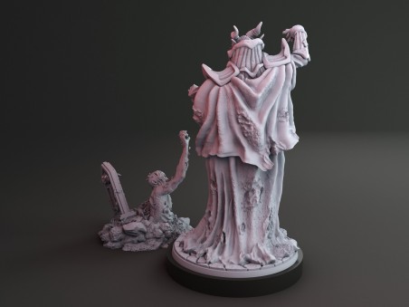 Draconian Necromancer and zombie miniature