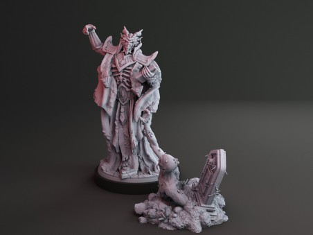 Draconian Necromancer and zombie miniature