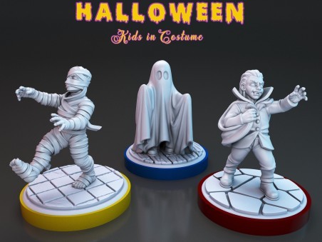Halloween kids in costume miniatures