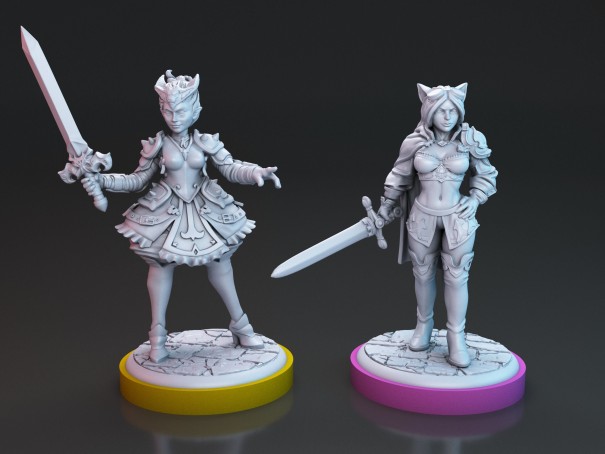 Ambar and Destiny the Swordwomans miniatures