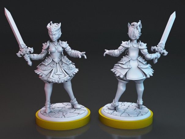 Miniaturas de Ámbar y Destiny, las Espadas de la Mujer