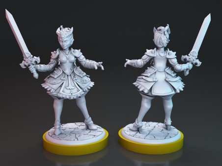 Ambar and Destiny the Swordwomans miniatures