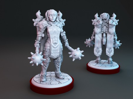 Miniaturas de Agnes la Paladín y Samira la Clériga