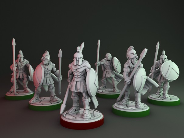 Soldados espartanos con lanzas (Pack de 6 miniaturas)