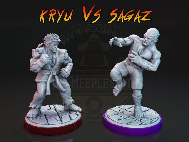 Kryu VS Sagaz fighting miniatures