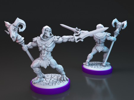 Campeón Bárbaro y Señor de la Calavera – Miniaturas inspiradas en He-Man y Skeletor