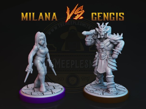 Milana VS Gengis fighting miniatures