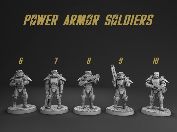 Fallout Power Armor Soldiers Series Brotherhood Of Steel Miniatures Size 28mm Character Pack