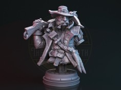 Miniatura de busto de cazador de criaturas enano