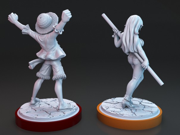 Luffy and Nami from One Piece miniatures Size 28mm Character Pack 