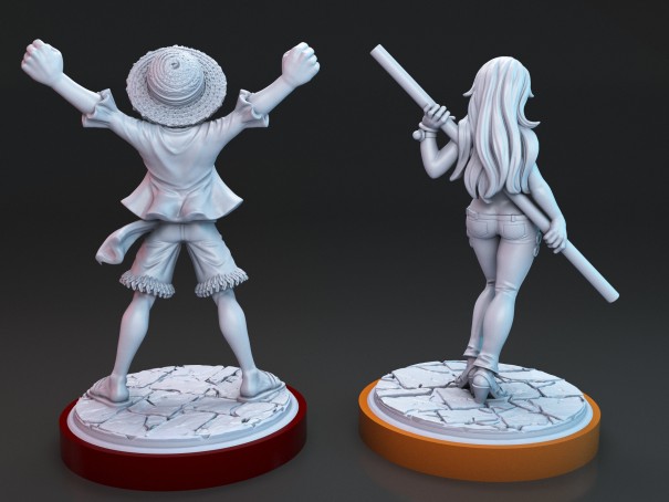 Miniaturas de Luffy y Nami