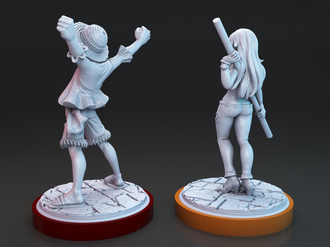 Luffy and Nami from One Piece miniatures Size 28mm Character Pack of 2 minis
