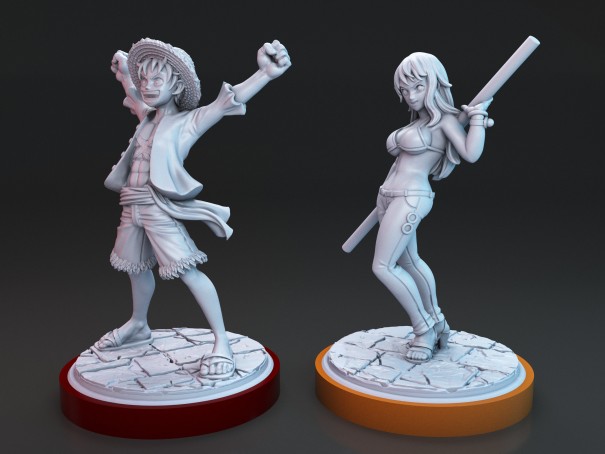Miniaturas de Luffy y Nami