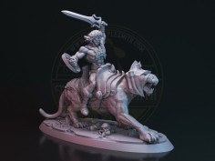 Barbarian Champion on Battle Beast – Miniature Inspired by He-Man and Battle Cat