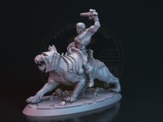 Barbarian Champion on Battle Beast – Miniature Inspired by He-Man and Battle Cat 2