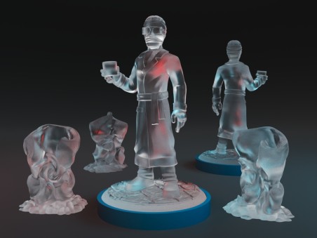 Unmatched Invisible Man and 3 fog tokens (Translucent material)