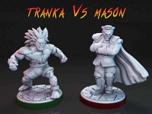 Tranka VS Mason fighting miniatures