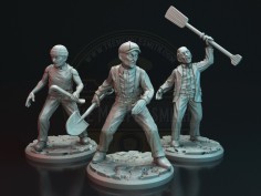 Miniaturas de los aldeanos del motín de Innsmouth