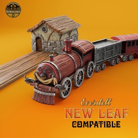 Train with its carriages and station for Everdell New Leaf (Unofficial accessories)