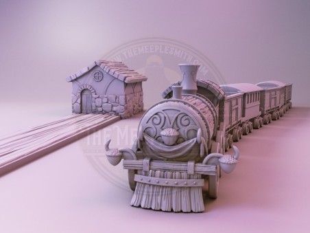 Train with its carriages and station for Everdell New Leaf (Unofficial accessories)