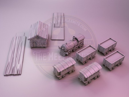 Train with its carriages and station for Everdell New Leaf (Unofficial accessories)