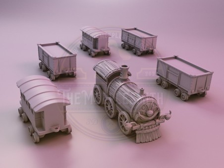 Train with its carriages and station for Everdell New Leaf (Unofficial accessories)