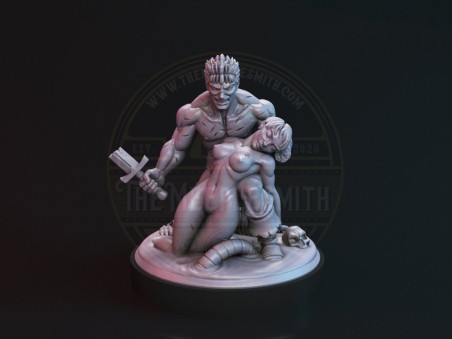 Guts y Casca de las miniaturas de Berserk
