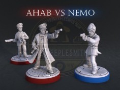 Unmatched: Capitán Nemo vs Capitán Ahab + aliado (pack de 3 unidades)