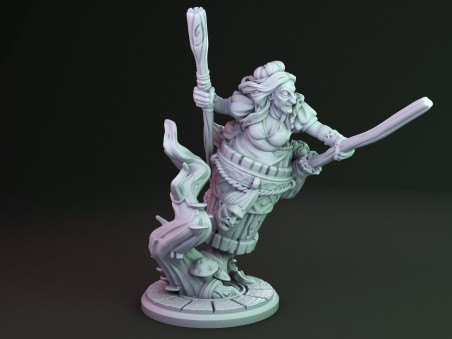 Flying Baba Yaga miniature for RPG Gloomhaven, Descent, Heroquest, Zombicide, DnD, Wargames, Dioramas, RPG...