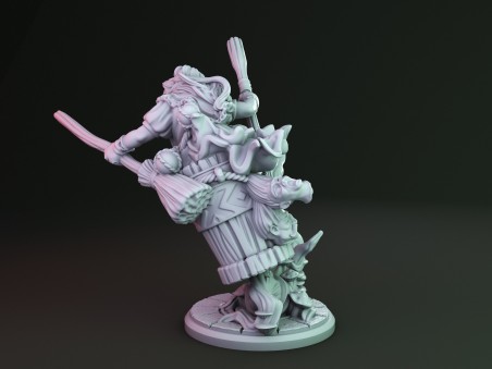 Flying Baba Yaga miniature for RPG Gloomhaven, Descent, Heroquest, Zombicide, DnD, Wargames, Dioramas, RPG...