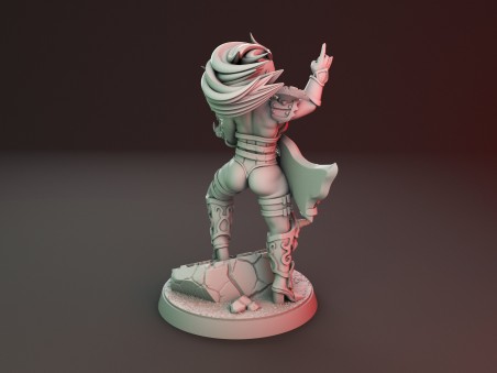 Chica guerrera de heavy metal con miniaturas de guitarra y pistola de plasma (Pack de 2 miniaturas)
