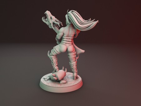 Chica guerrera de heavy metal con miniaturas de guitarra y pistola de plasma (Pack de 2 miniaturas)