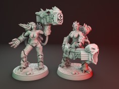 Miniaturas de chicas con grandes armas (Pack de 2 miniaturas)